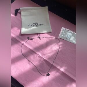 Coach Silver Heart Charm Necklace